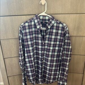 Vineyard Vines Casual Blue and White Plaid Shirt